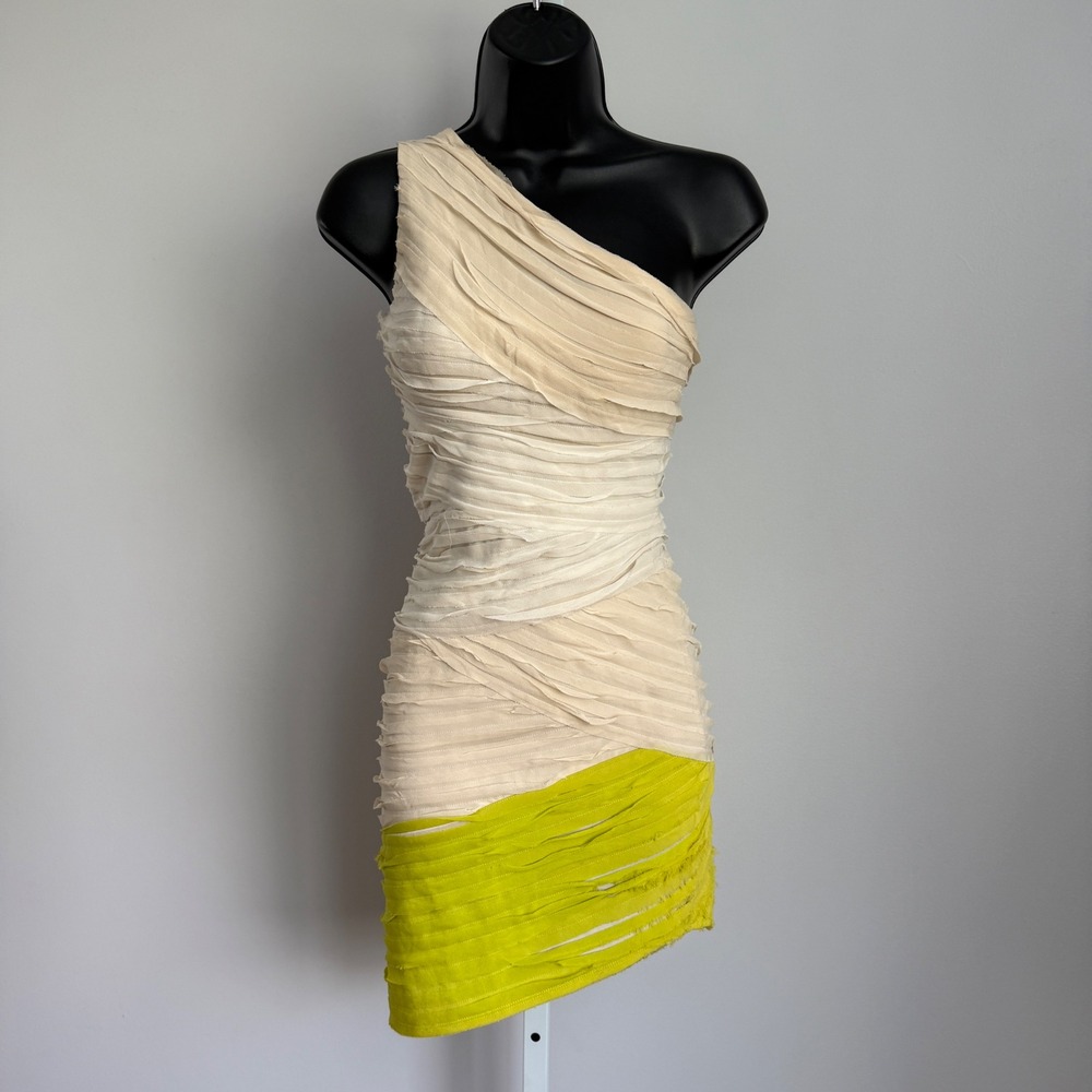 Bebe Asymmetric One Shoulder fairy feminine dainty mini Dress - XS NWT